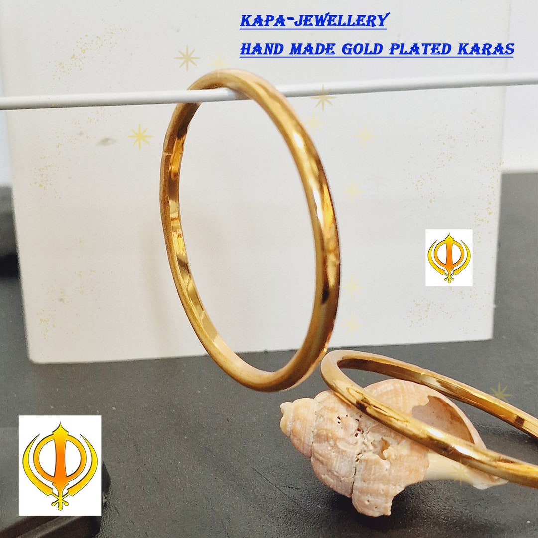 Kapa Sikh Kara Gold Micron Gold Plated Kara Small & Large