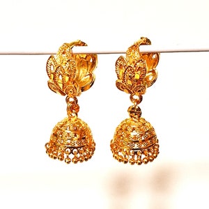 Splendidi orecchini a cerchio in oro giallo 22k, gioielli fatti a mano come regalo, gioielli indiani in oro 22kt, OS2293 - Italia Splendidi orecchini a cerchio in oro giallo 22k, gioielli fatti a mano come regalo, gioielli indiani in oro 22kt, OS2293 - Italia