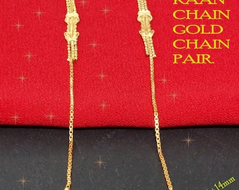 Indiase gouden kaanketting met parel, oorbelsteun (14 mm)
