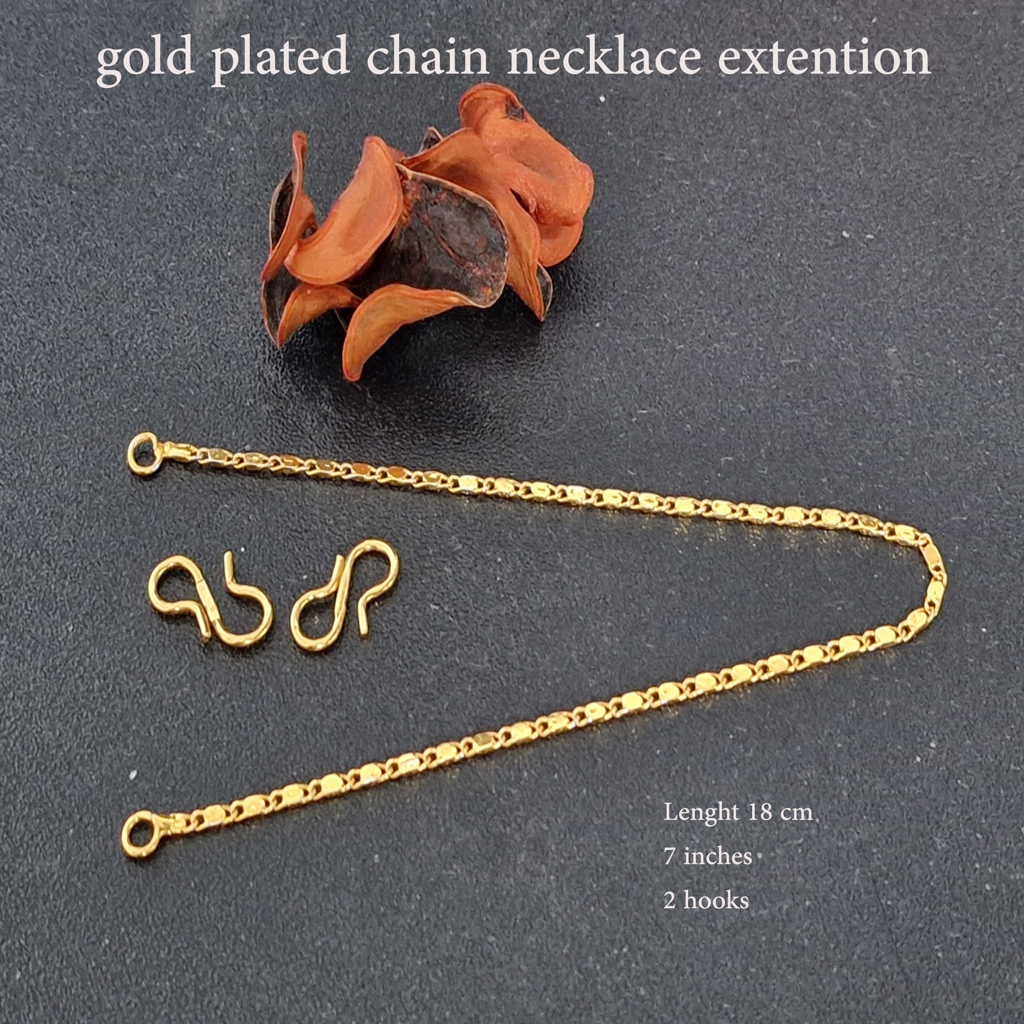 18k Yellow Gold Extender / Safety Chain Bracelet Necklace 2 X 4.5 in + 4  hookS