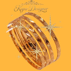 Förgyllda XL Churi-armband – Indiskt traditionellt armbandsset storlekar 2.12 och 2.14