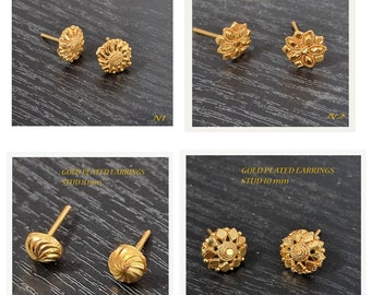 Kapa stud SMALL  earrings gold plated 22K Gold Plated Small Stud Earrings  Jewelry Indian Earrings Bollywood Earrings  Women&#39;s Jewelry