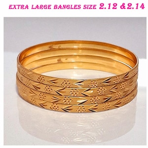 XTRA large size 2.12 AND 2.14  gold plated bangles set of 2 Indian Asian bracelets 22k