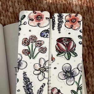 watercolor flowers double sided bookmark