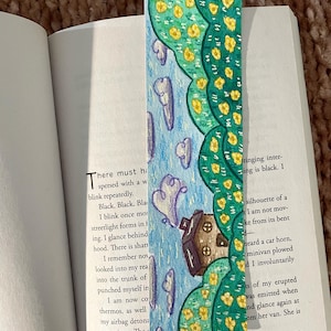 flower field hand painted bookmark