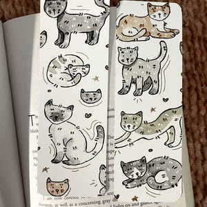 watercolor cats double sided bookmark
