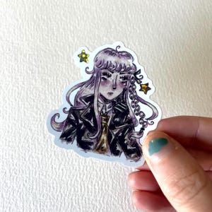 Pegatinas de acuarela con purpurina de personajes de Danganronpa kyoko kirigiri