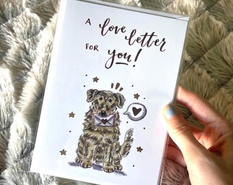 Tarjeta de felicitación con carta de amor para perros