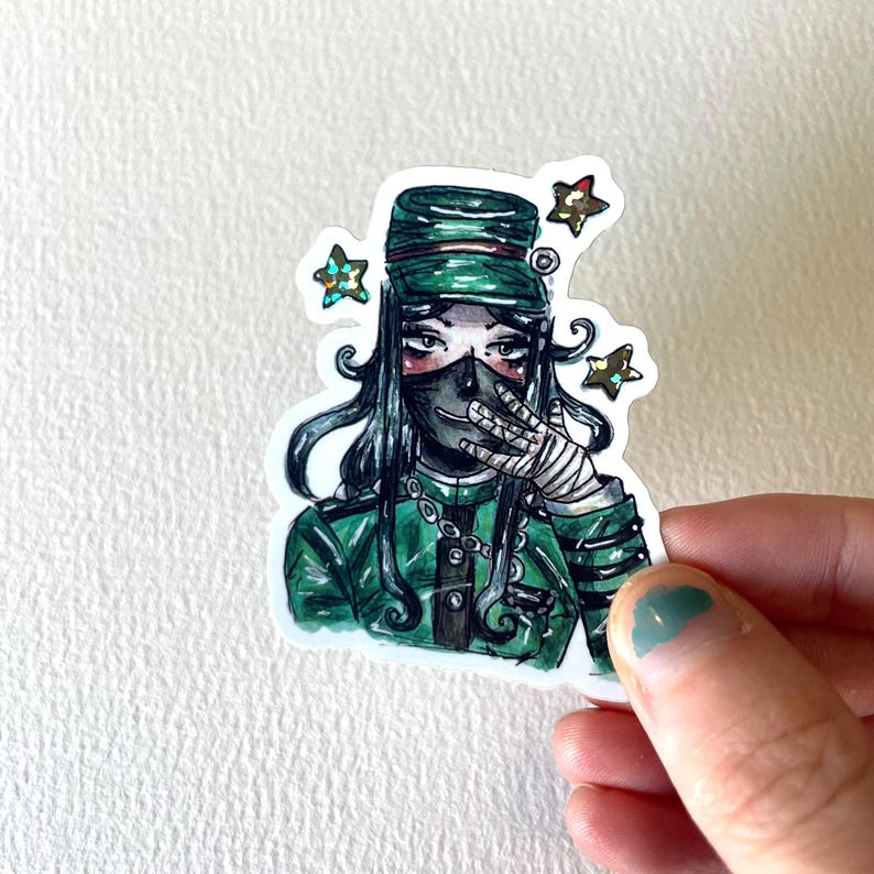 Pegatinas de acuarela con purpurina de personajes de Danganronpa korekiyo shinguji