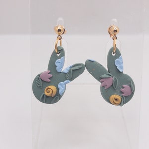Bunny Clay Earrings for Easter, Easter Polymer Clay Earrings, Pastel Bunnies, Easter Gifts Adults, Easter Basket Stuffers Adult