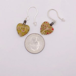 Millefiori Heart Earrings with Black Agate Beads, Christmas Gift for Her