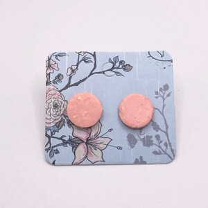 Pink Stud Earrings, Pink sparkle studs, Polymer Clay Earrings, Stocking Stuffer for Girlfriend