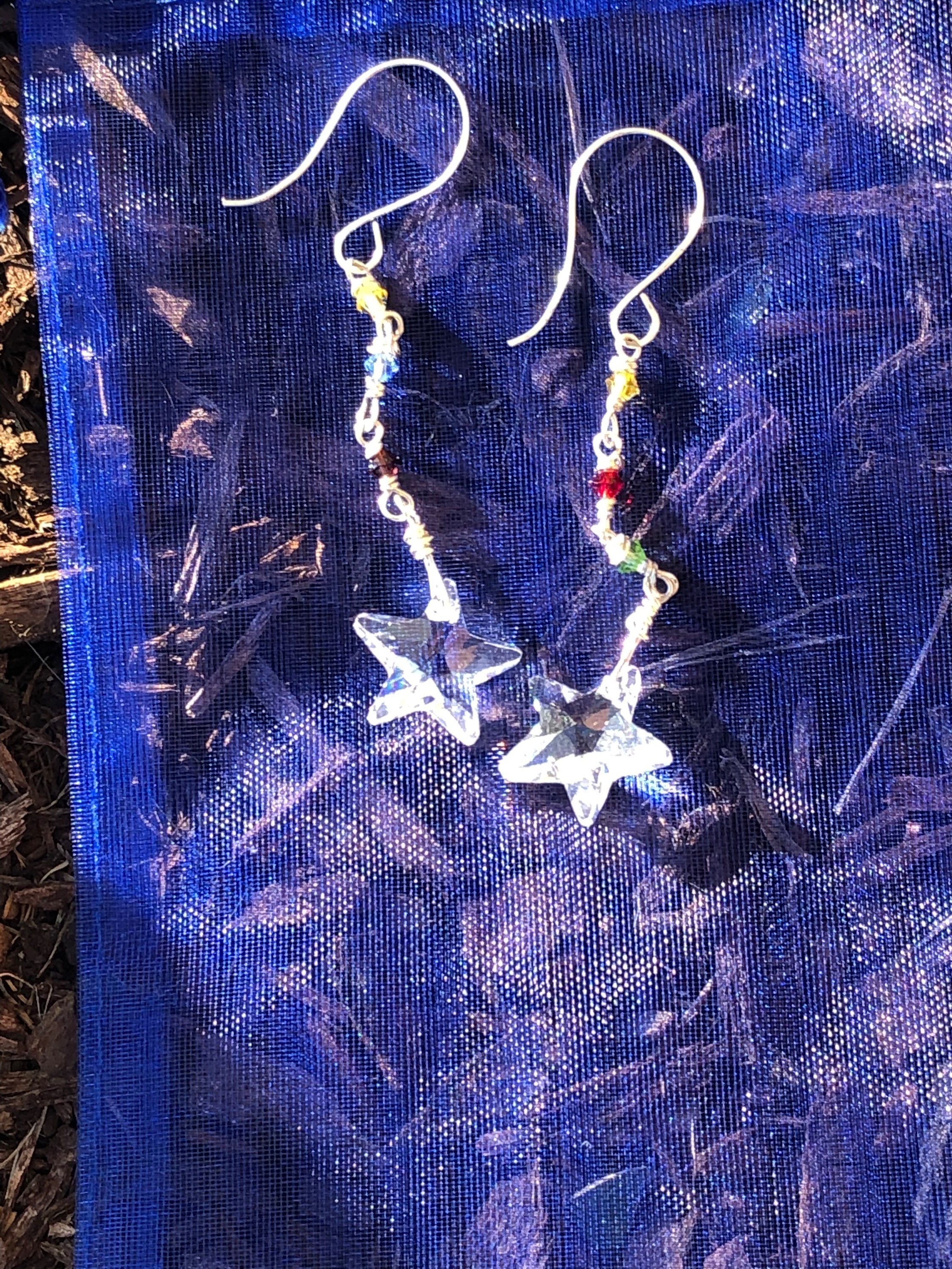 Asymmetrical Star Swarovski Crystal Dangle Earrings Space Themed Gift Gifts for Her Christmas Gift for Her Etsy Canada
