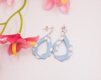 Scalloped Hoop Earrings, Polymer Clay Earrings, Easter Basket Stuffer Adults