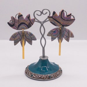 Lotus Clay Earrings, Bold Statement Earrings, Lotus Flower Jewelry