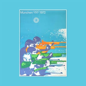 Manifesto di tiro vintage del 1972 - Regalo per designer - Giochi olimpici di Monaco - Carta A0