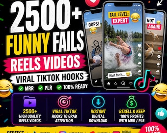2500+ Funny Fails Reels Videos, Viral TikTok Hooks (Digital Download) (MRR PLR)