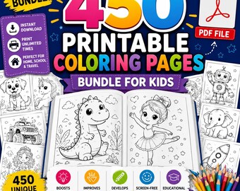 Printable Coloring Pages Bundle for Kids | Huge Coloring Book Collection | Preschool Worksheets | Homeschool Activities | Instant Download