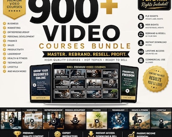 Bundel met meer dan 900 videocursussen | PLR digitale producten | Inclusief MRR-resellrechten | Zakelijke en marketingcontent | Direct te downloaden