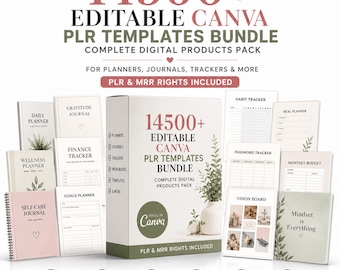 Over 14500 DFY Canva Templates Bundle | PLR MRR Resell Rights | Digital Planners, Journals & Trackers Editable Pack 2026 planner