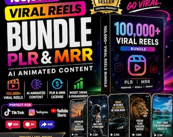 100,000+ Viral Reels Bundle PLR MRR, AI Animated Content, Viral reels, YouTube TikTok, Instagram,