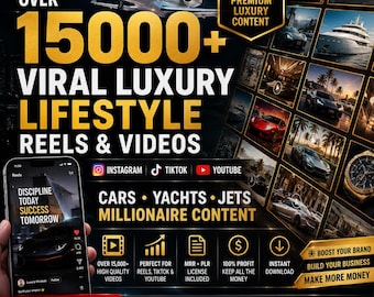 15000+ Viral Luxury Lifestyle Reels Bundle | TikTok Instagram YouTube Content Pack | Cars, Yachts, Jets | MRR PLR Instant Download