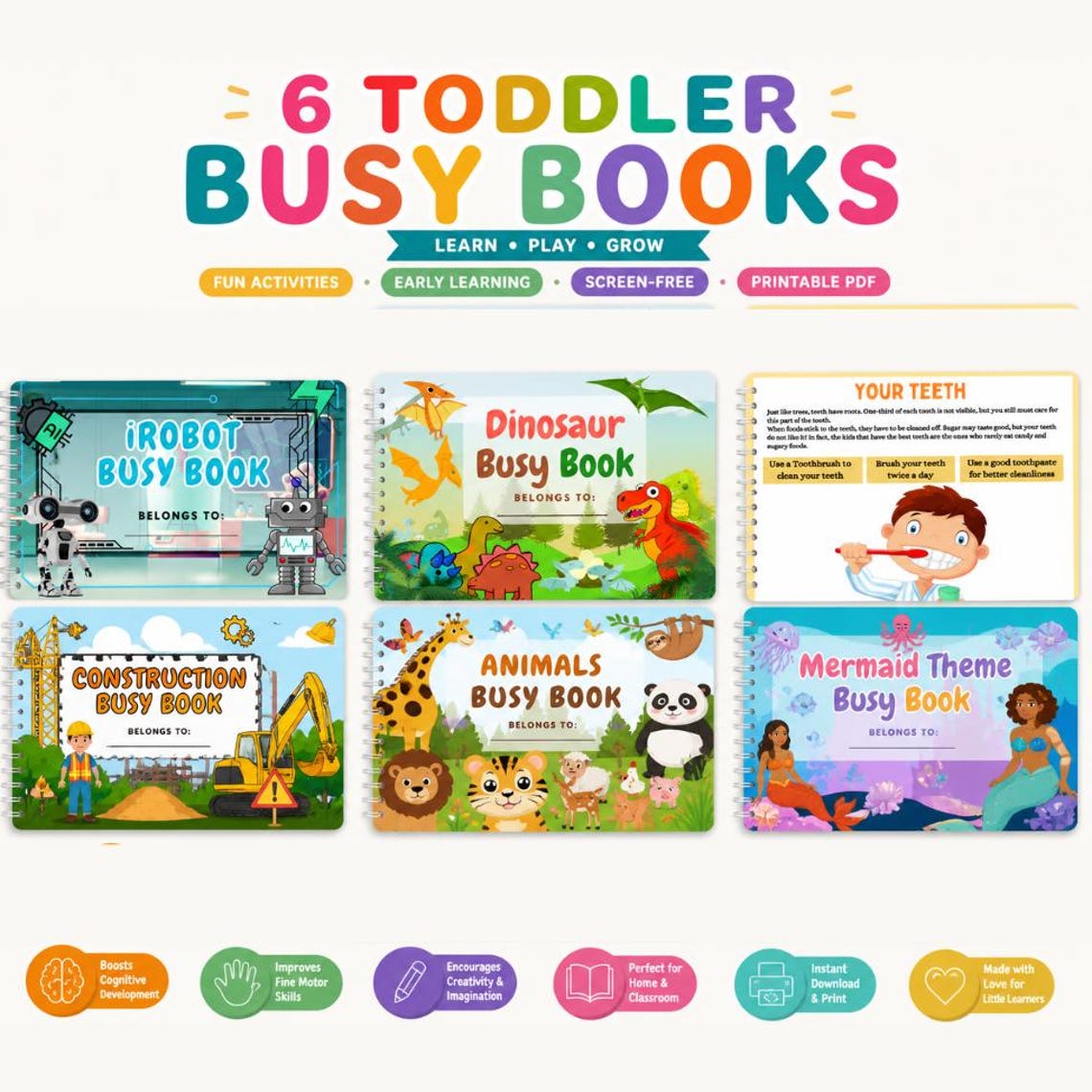 Toddler Busy Book Printable – Montessori Learning Binder for Preschool ...