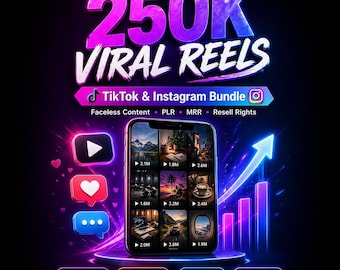 250,000+ Viral Reels Bundle | PLR MRR Faceless Content | Instagram, TikTok & YouTube Shorts | Ready-to-Use Digital Download