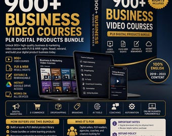 900+ Video Courses Bundle, PLR MRR Digital Products, Resell Rights Included, Business & Marketing Training, AI Courses, Instant Download