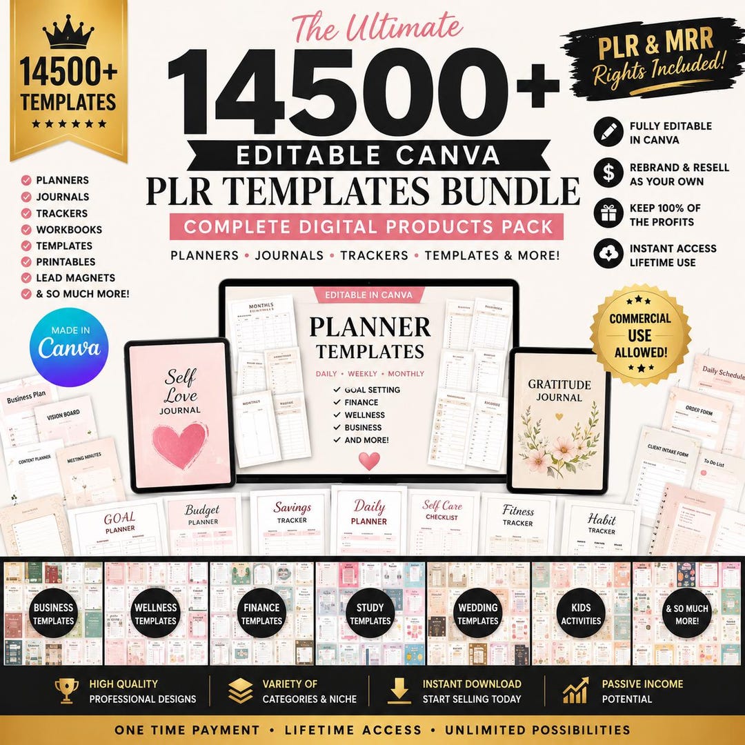 14500+ Editable Canva PLR Templates Bundle | Complete Digital Products ...