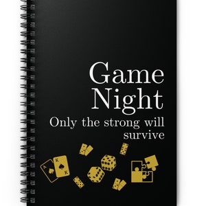 Cuaderno de notas para llevar la puntuación de la noche de juegos Regalo para amantes de los juegos de mesa Regalo genial para inauguración de la casa Diario de registro de la noche de juegos Cuaderno espiral de escritorio