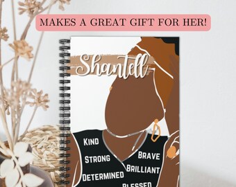 Gifts for Black Mothers, Personalized Affirmation notebook, African American Journal, Black Girl Magic Spiral, Custom gift for daughter