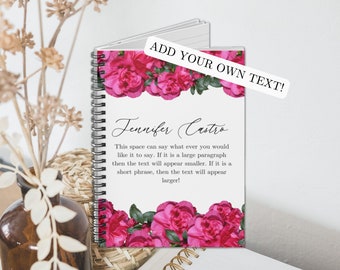 Personalized notebook gifts for women, Your text here notebooks, Floral Custom Journals, custom memory gifts idea for daughter in law