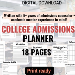 College Application Planner for Highschool Students Printable College Planner SAT Prep Internship Tracker- Written by an Admission Counselor
