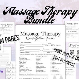 Massage Therapy Forms Digital Consent Massage Consultation Intake SOAP Notes Cancellation Policy Client Contracts Esthetician Business form
