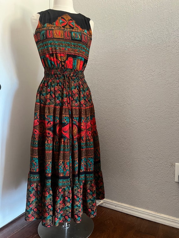 Vintage Carole Little dress colorful tribal patte… - image 2