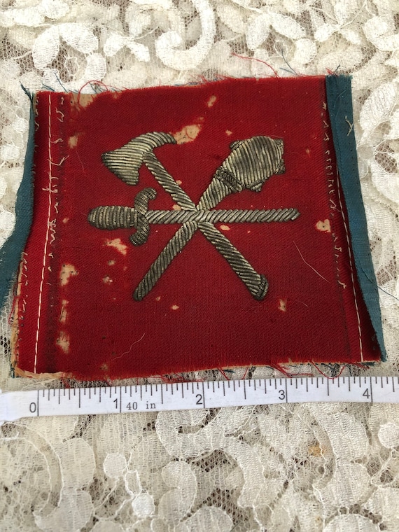 Antique Odd Fellow Masonic metal Zardozi patch fro