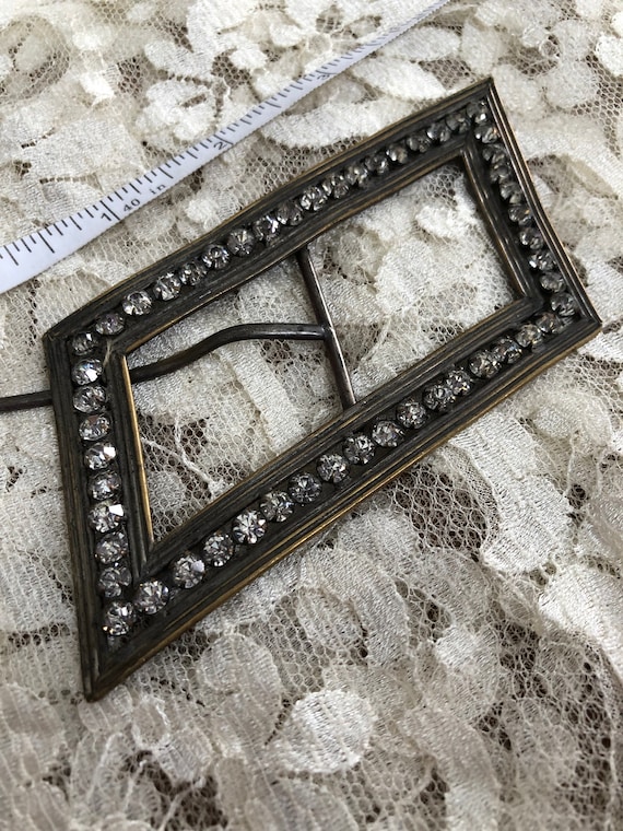 Antique Victorian era rhinestone buckle xl vintage