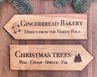 Christmas wooden directional signs