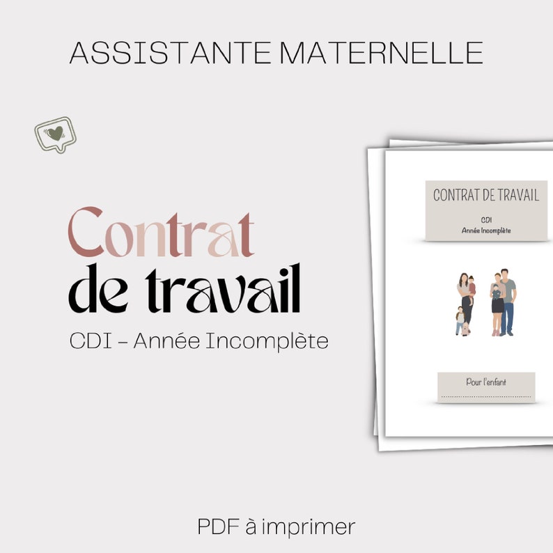 Contrat de travail CDI Année incomplète Assistante Maternelle image 1