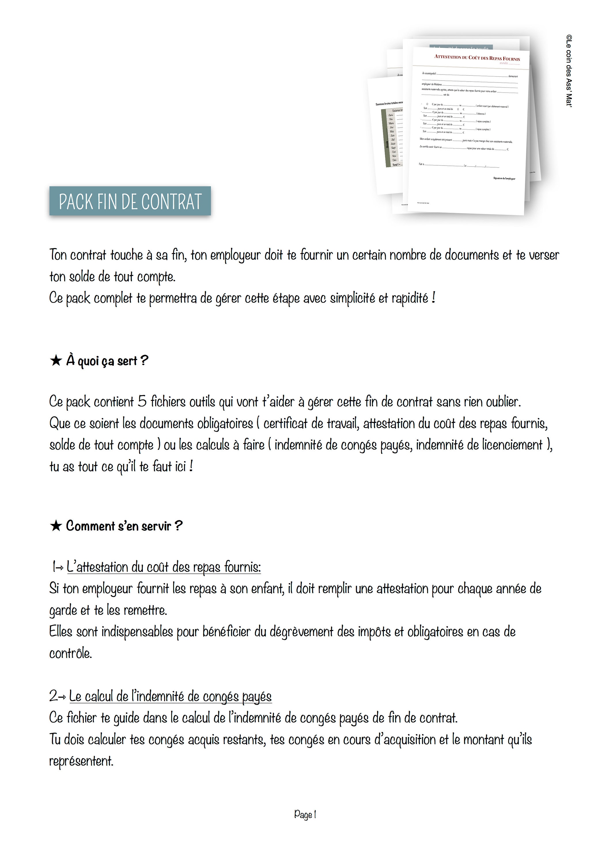 Pack Fin De Contrat CDI Année Complète Assistante  Etsy