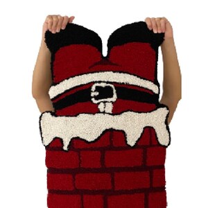 Santa Stuck in Chimney Rug, Hand Tufted Santa Rug, Santa Chimney Rug ...