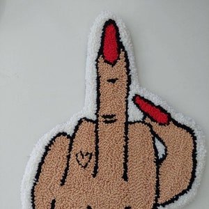 Middle Finger Tufted Rug, Girl Middle Finger, Offensive Wall Art,  Flipping the Bird Rug, Pop Art Wall Art, Feminist Rug, valentines gift