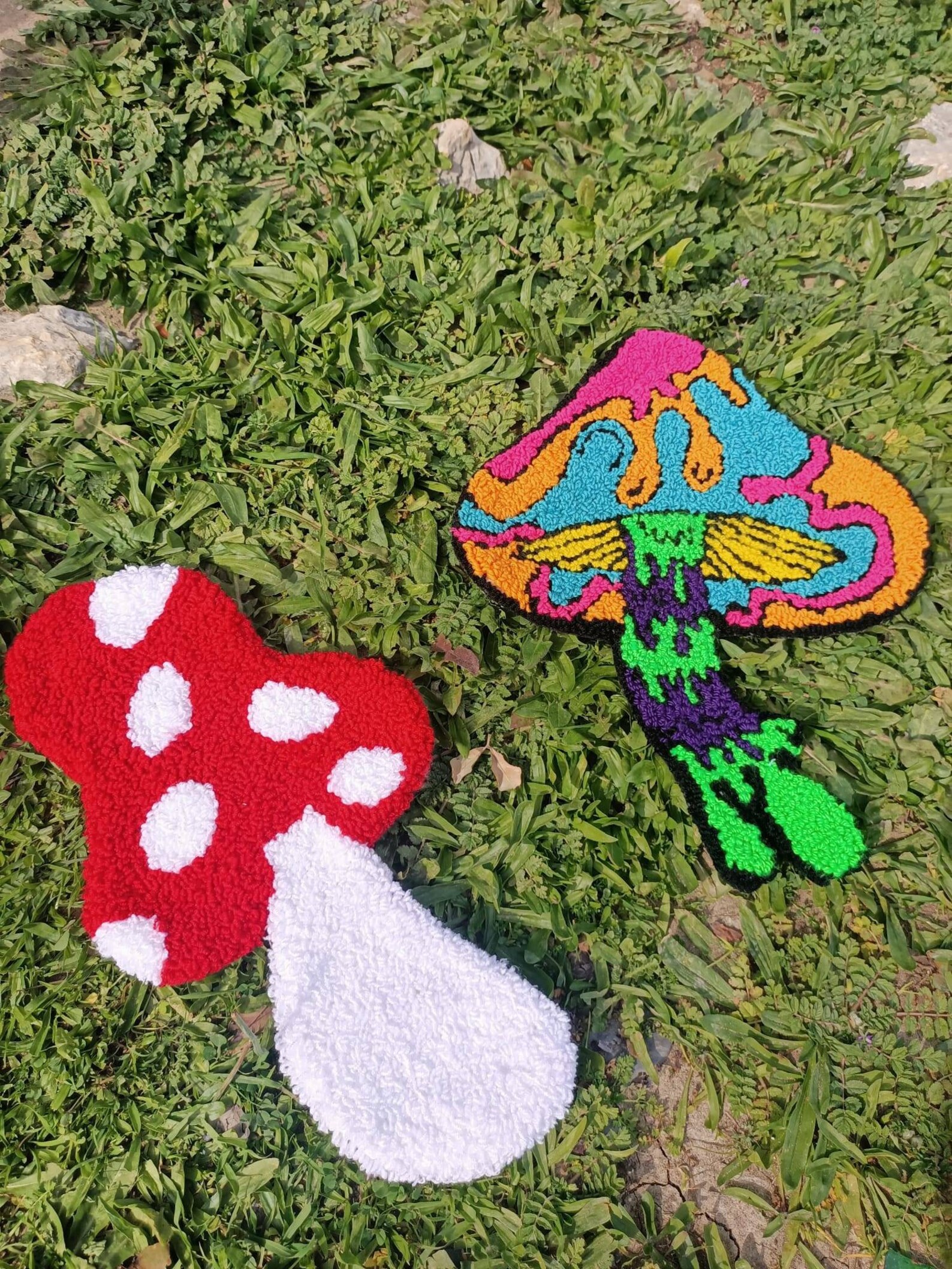 Mushroom Rug Punch Needle Mushroom Rug Design Trippy Etsy