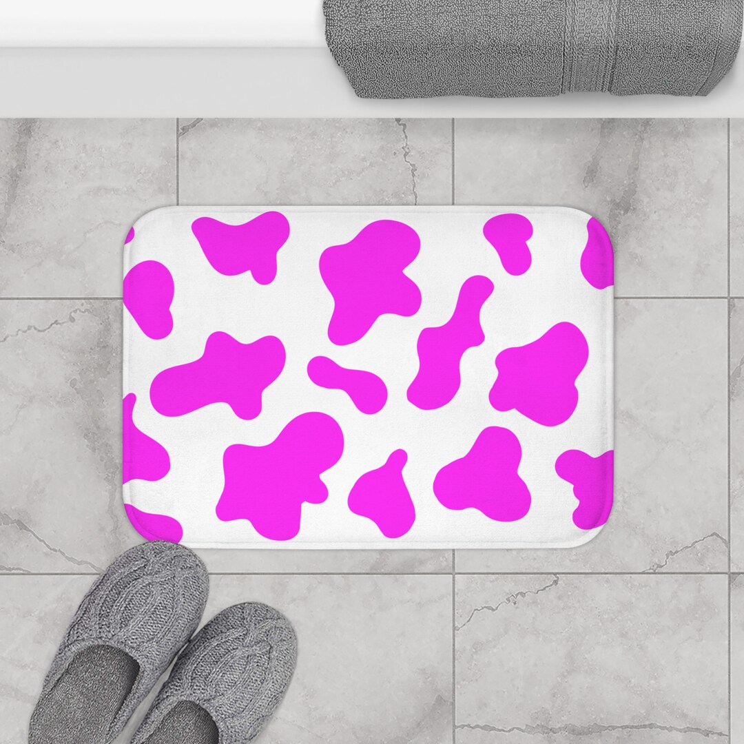 Strawberry Cow Bath Mat Pink Cow Print Bath Rug Antislip Etsy