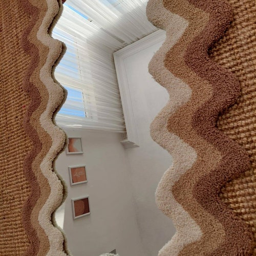 Wavy Tufted Mirror Frame Full Length Wavy Floor Mirror Punch Etsy