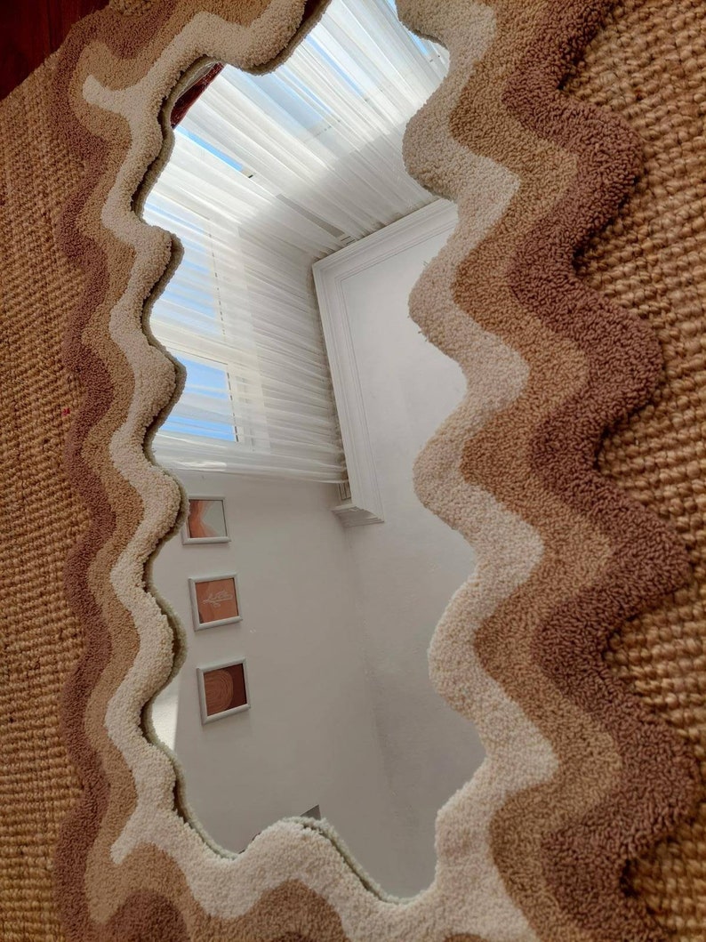 Wavy Tufted Mirror Frame Full Length Wavy Floor Mirror Punch Etsy