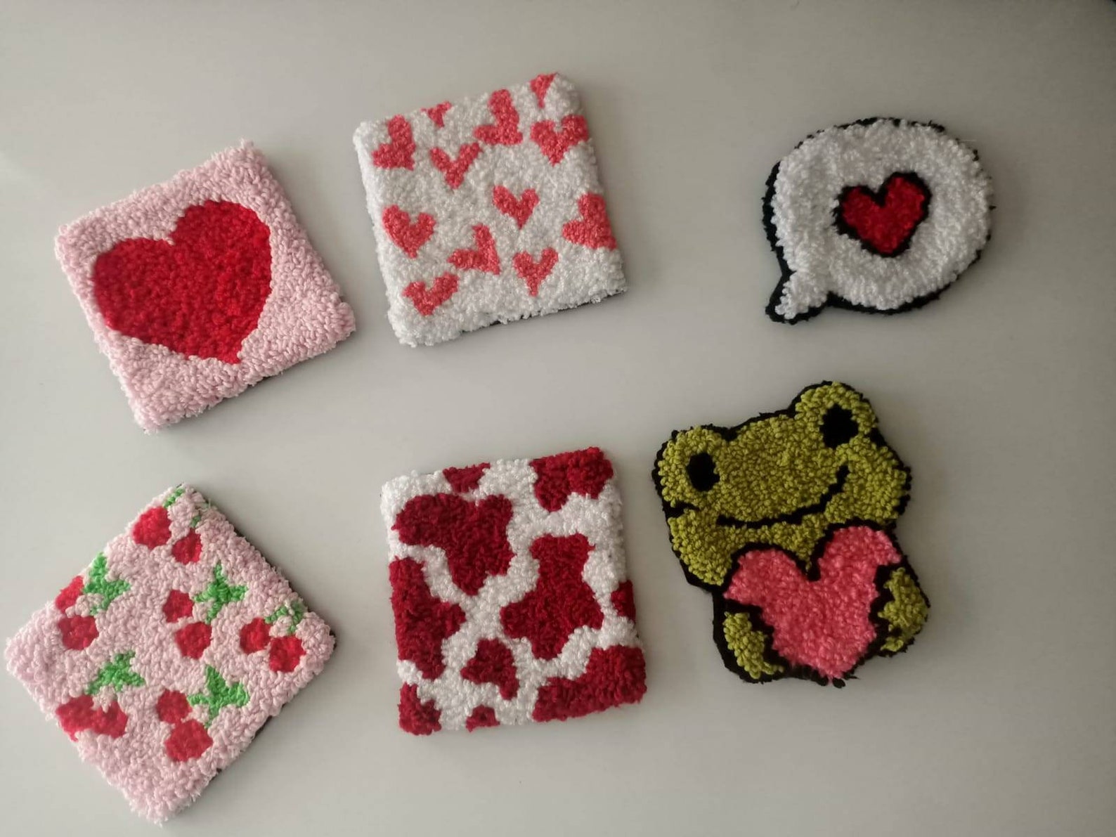 Punch Needle Heart Tufted Coaster Heart Shaped Jewelry Candle Etsy