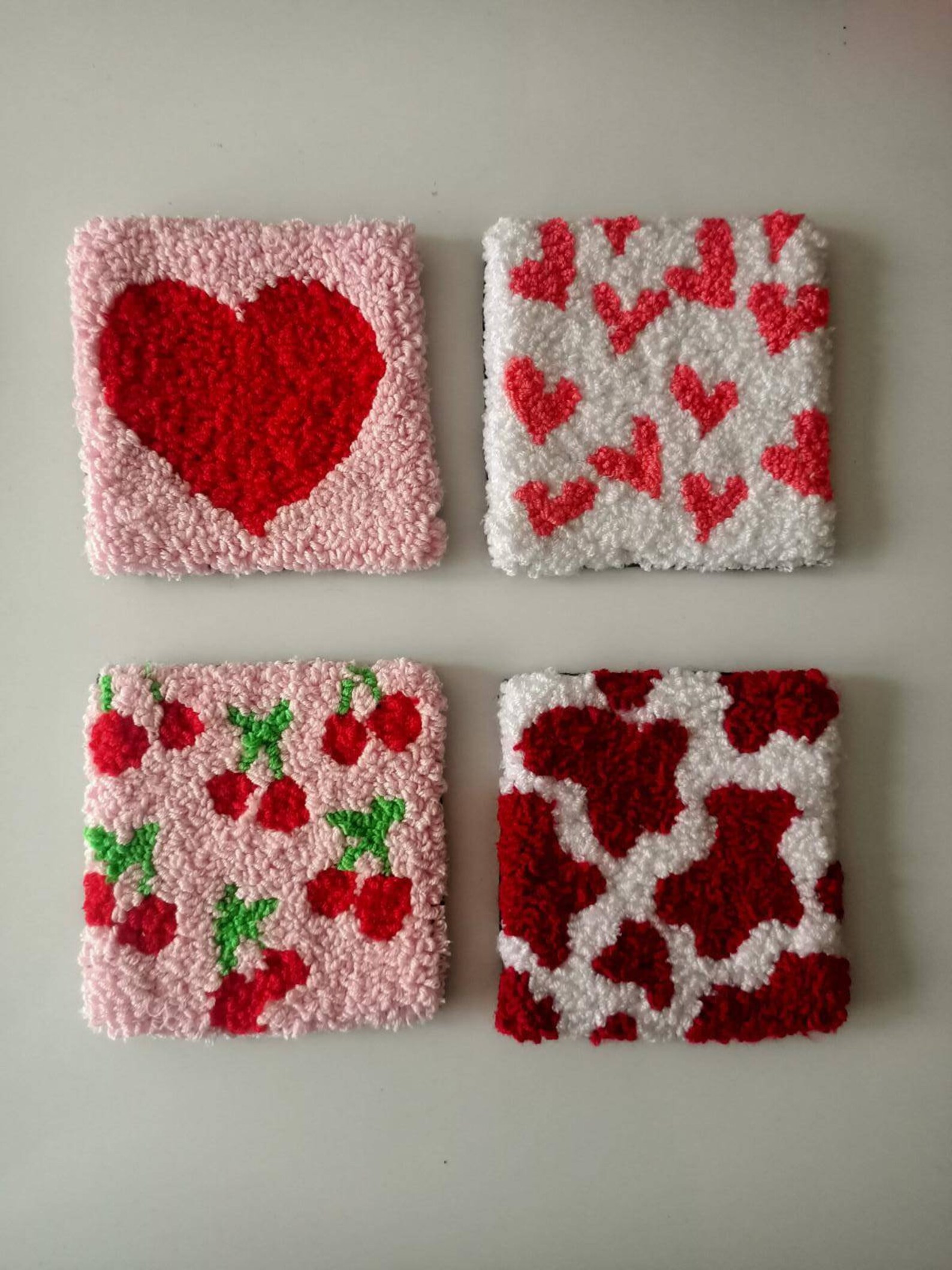 Punch Needle Heart Tufted Coaster Heart Shaped Jewelry Candle Etsy