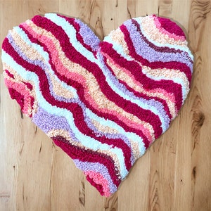 Heart Shaped Hand Tufted Rug, Pink Fluffy Heart Rug, Handmade Love Rug ...